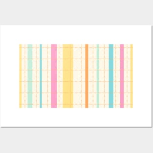 Colorful pastel stripes over cream background Posters and Art